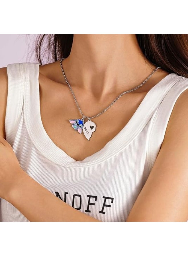 SYOSI Best Friend Stitch Necklace, Friendship Matching Heart Necklace for 2, Lilo and Stitch-Inspired Jewelry for Friends, BFF, and Besties - Image 2
